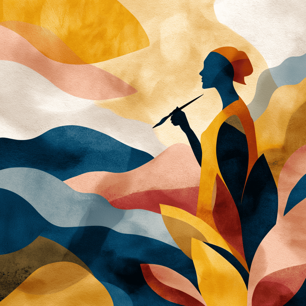 Ilustración de mujer pintando
