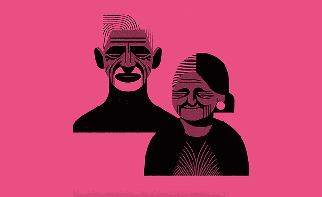 ilustración de dos adultos mayores